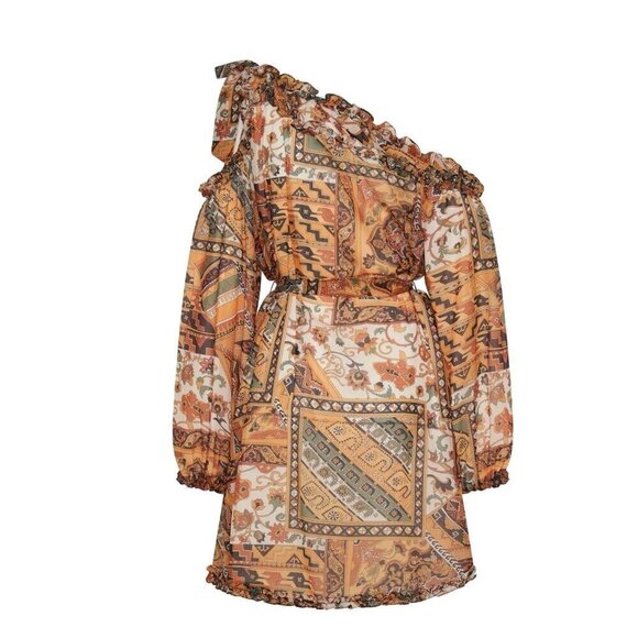 One Teaspoon Dress Orange Paisley One Shoulder Dress - Picture 10 of 15